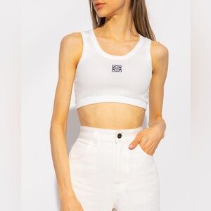 Loewe Cropped embroidered ribbed stretch-cotton jersey tank XS